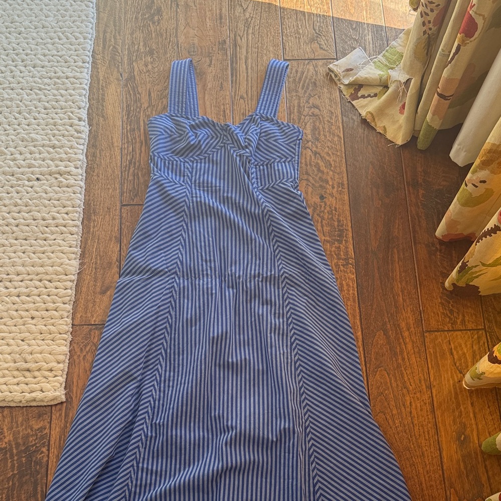 Madewell Blue Striped Sleeveless Dress